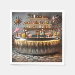 Mid Century Atomic Futuristic Party Bar Napkin