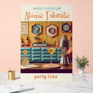 Mid Century Atomic Futuristic Party Room Acrylic Sign