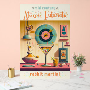 Mid Century Atomic Futuristic Rabbit Martini Acrylic Sign