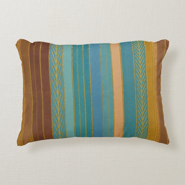 Mid Century Atomic Futuristic Stripes Print Accent Pillow (Front)