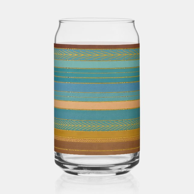 Mid Century Atomic Futuristic Stripes Print Can Glass (Back)