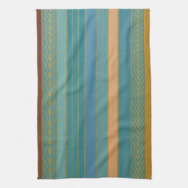 Mid Century Atomic Futuristic Stripes Print Kitchen Towel (Vertical)