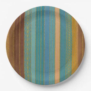 Mid Century Atomic Futuristic Stripes Print Paper Plate