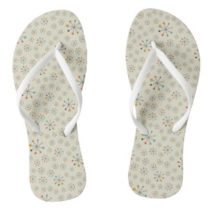 Mid-Century Atomic Inspired Pattern Flip Flops
