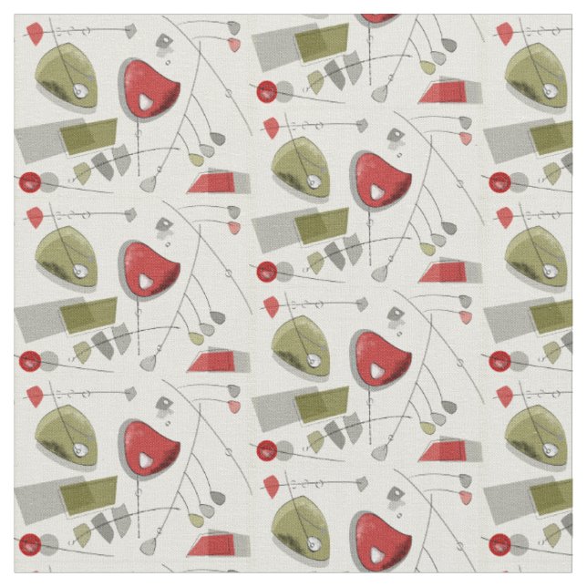 Mid-Century Atomic Kinetic Mobiles Fabric (Close Up)