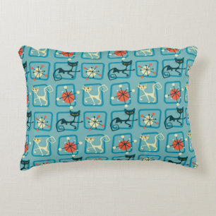 Mid Century Atomic Kitty Accent Pillow