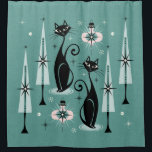 Mid Century Atomic Kitty Christmas ©studioxtine<br><div class="desc">My original vector illustration of vintage inspired cats,  Christmas trees,  ornaments,  snow and starbursts,  in black,  pink,  shades of muted teal and a hint of ivory. ©Christine Duffield 2019-21</div>