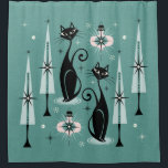 Mid Century Atomic Kitty Christmas ©studioxtine<br><div class="desc">My original vector illustration of vintage inspired cats,  Christmas trees,  ornaments,  snow and starbursts,  in black,  pink,  shades of muted teal and a hint of ivory. ©Christine Duffield 2019-21</div>