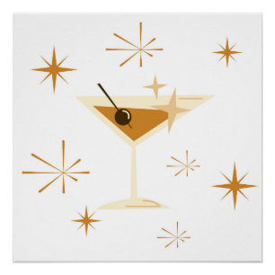 Mid-Century Atomic Martini Art Print