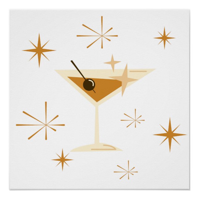 Mid-Century Atomic Martini Art Print (Front)
