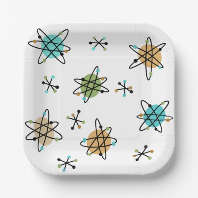 Mid-Century Atomic Paper Plates (Front)