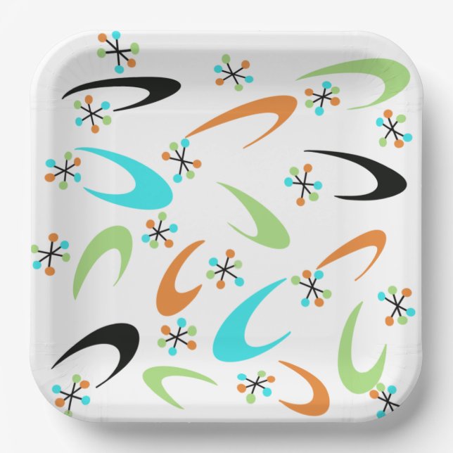 Mid-Century Atomic Paper Plates (Front)