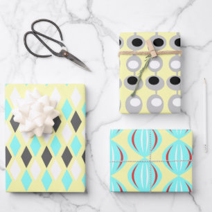 Mid-Century Atomic Patterns Wrapping Paper Sheet
