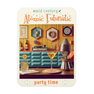 Mid Century Atomic Retro Futuristic Party Room Magnet