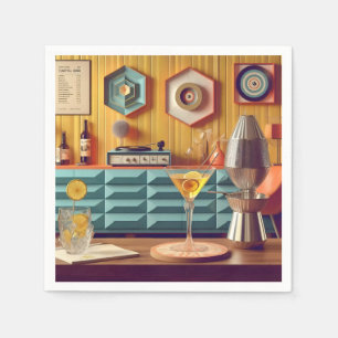 Mid Century Atomic Retro Futuristic Party Room Napkin