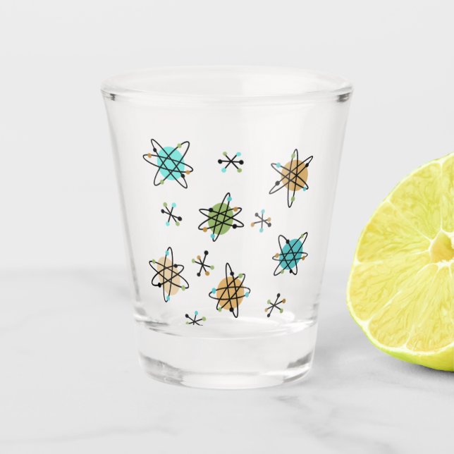 Mid-Century Atomic Shot glass (Front)