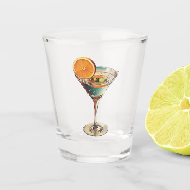 Mid Century Atomic Space Age Futuristic Martini Shot Glass (Front)