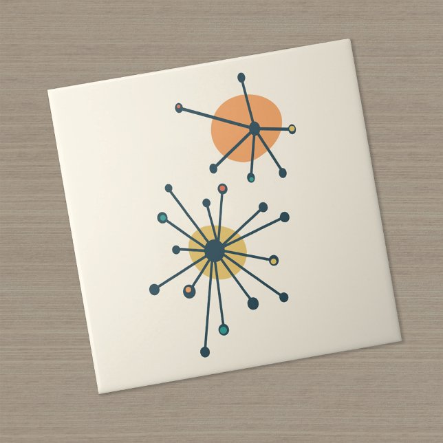 Mid Century Atomic Starburst Cream, Dark Teal Tile (Creator Uploaded)