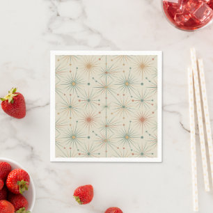 Mid Century  Atomic Starburst Modern Retro Napkin