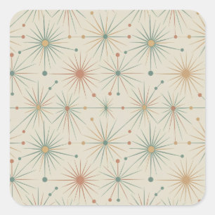 Mid Century Atomic Starburst Modern Retro Square Sticker