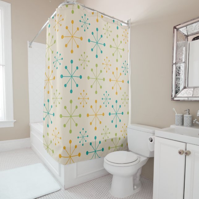 Mid Century Atomic Starburst Orange Teal Green  (In Situ)