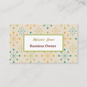 Mid Century Atomic Starburst Orange Teal Green  Business Card