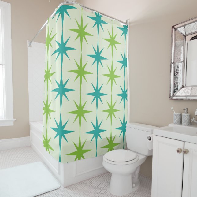 Mid Century Atomic Starbursts Green and Teal (In Situ)