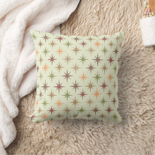 Mid Century Atomic Starbursts in Neutral tones Throw Pillow