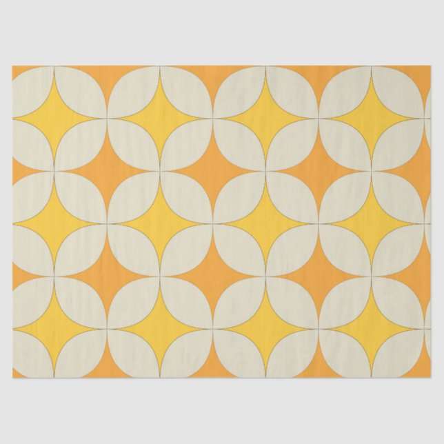Mid Century Atomic starbursts in Orange Yellow  Tissue Paper (Front)