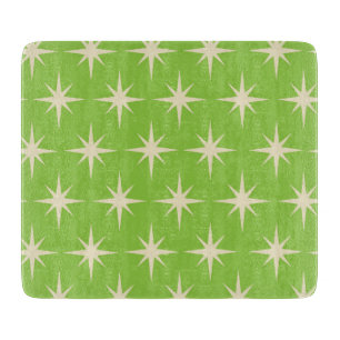 Mid Century Atomic Starbursts on Lime green Cutting Board