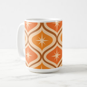 Mid Century Atomic Starbursts on Orange  Ogee  Coffee Mug