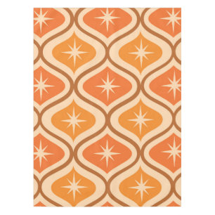 Mid Century Atomic Starbursts on Orange  Ogee  Tablecloth