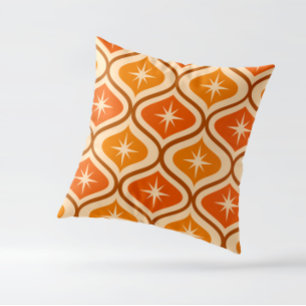 Mid Century Atomic Starbursts on Orange  Ogee  Throw Pillow