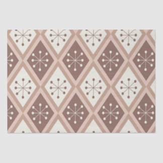 Mid Century Atomic Stars on Mocha Mousse Diamonds Tissue Paper