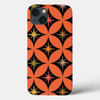 Mid Century Atomic Stars on Orange Circles
