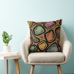 Mid Century Atomic Style Boulders Snazzy  Throw Pillow