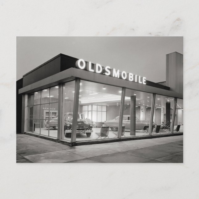 Mid-Century Auto Dealership, 1950. Postcard (Front)