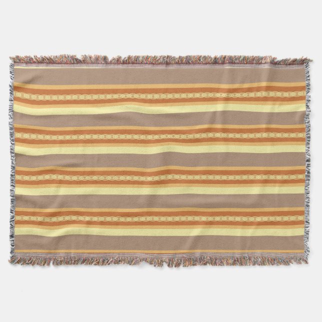 Mid-Century awning stripe - Earth neutrals Throw Blanket (Front)