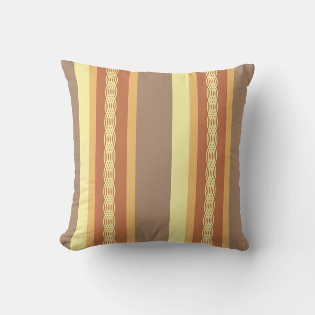 Mid-Century awning stripe - Earth neutrals Throw Pillow (Front)
