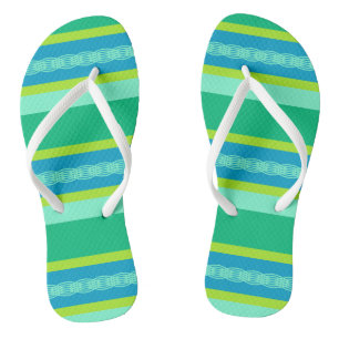 Mid-Century awning stripe - jade green Flip Flops