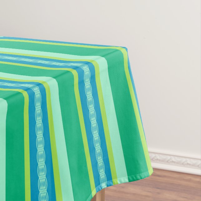 Mid-Century awning stripe - jade green Tablecloth (In Situ)