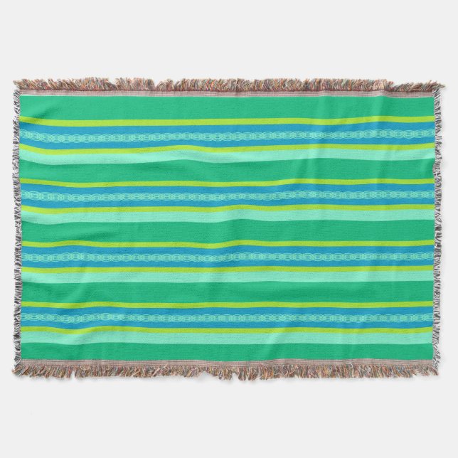 Mid-Century awning stripe - jade green Throw Blanket (Front)