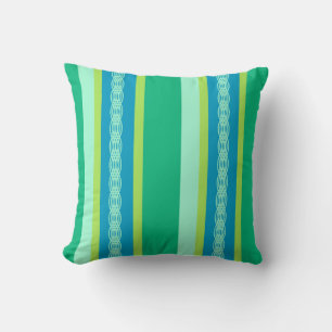 Mid-Century awning stripe - jade green Throw Pillow