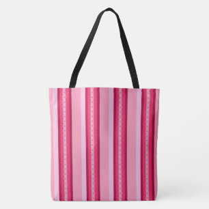 Mid-Century awning stripe - pink and wine Tote Bag
