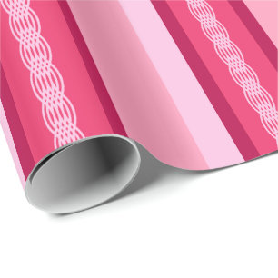 Mid-Century awning stripe - pink and wine Wrapping Paper