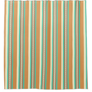 Mid-Century awning stripe - tan & turquoise