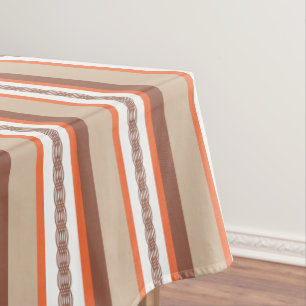 Mid-Century awning stripe - taupe and coral Tablecloth