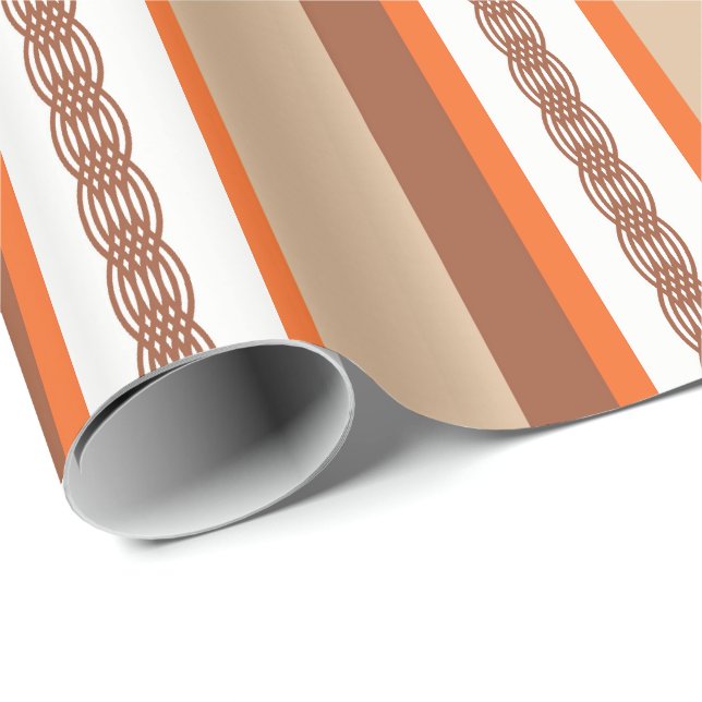 Mid-Century awning stripe - taupe and coral Wrapping Paper (Roll Corner)