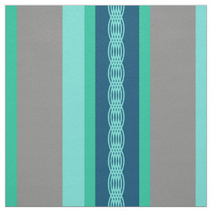 Mid-Century awning stripe - turquoise & grey Fabric