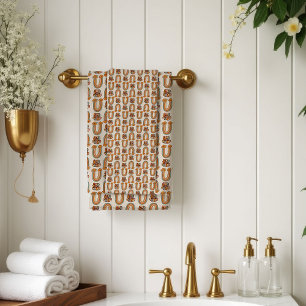 Mid-Century Bath Towel Copper & Pink Swirl Style